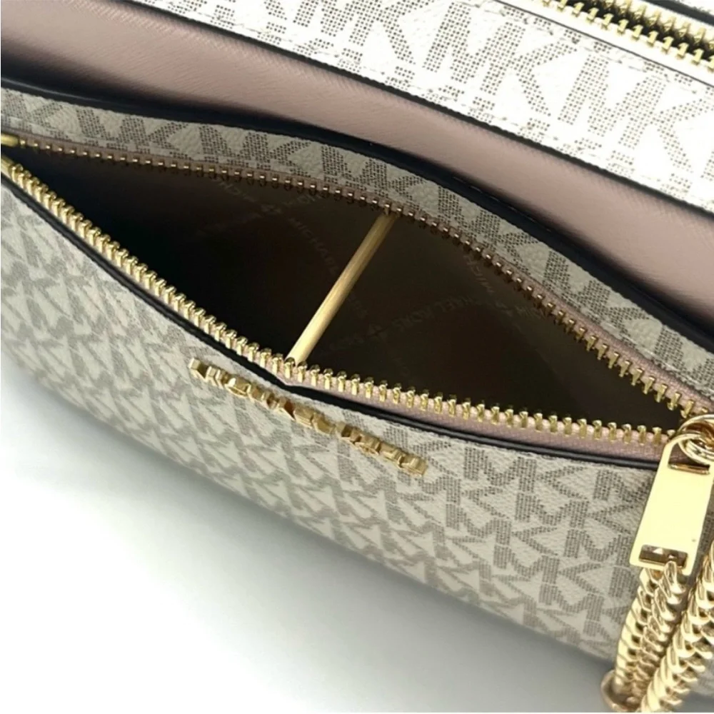 Michael Kors Jet Set LG Signature Logo Crossbody Bag & Matching TZ Coinpouch ID - Picture 9 of 14